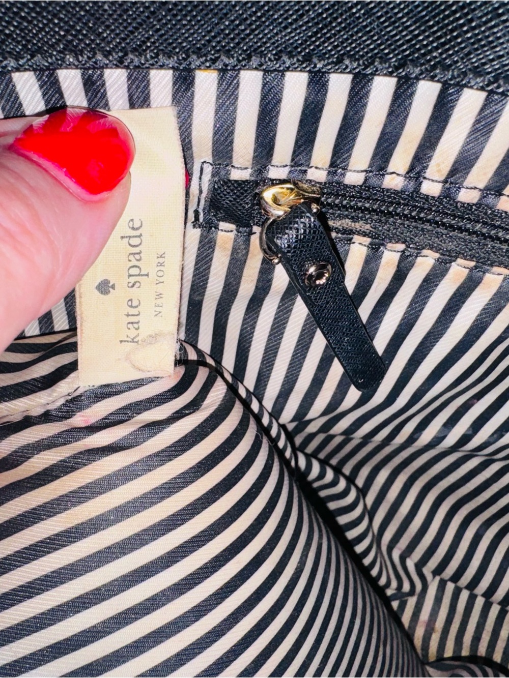 Kate Spade New York Black Leather Laptop Tote | Triple Compartment Work Bag - Picture 6 of 7